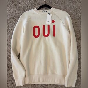 NWT Clare V. Oui sweatshirt Cream/Bright Poppy